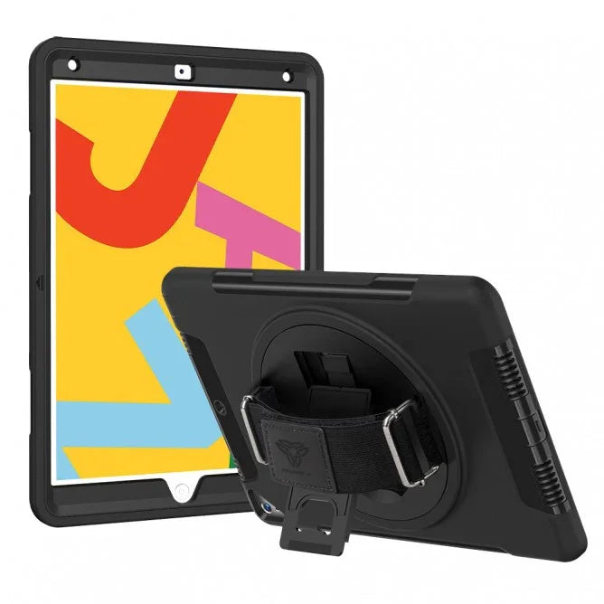 Armor-X Exn Case For iPad 8Th Gen 10.2 (2020 & 2019) Ultimate 3 Layers Shockproof Rugged Case With Hand Strap & Kick Stand- Black - Tashqila Armor-X Exn Case For iPad 8Th Gen 10.2 (2020 & 2019) Ultimate 3 Layers Shockproof Rugged Case With Hand Strap & Kick Stand- Black - Tashqila